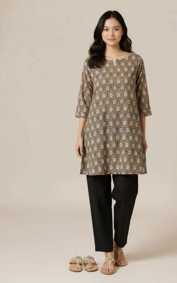 cream kurti with white print kurti
