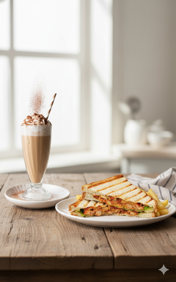 tandoori Butter sandwich With Cold Coffee + Ice Cream